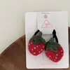 Lindo Pasador de Pelo de Fresa Tejido Tridimensional para Niños Diadema Paquete Doble Pasador de Pelo para Bebé Pinza Lateral Banda Elástica