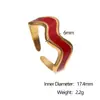 Anel Aberto Estilo Francês Leve Luxo Retrô Aço Inoxidável Gota de Óleo Moda Versátil Anel Dourado 18K Não Desbota Joia Transfronteiriça