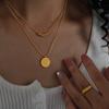 Collar de cuentas redondas con letras apiladas de doble capa, estilo europeo y americano, combina con todo, cadena de clavícula sencilla y nueva para mujer, acero de titanio de 18 quilates