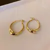 Pendientes de Aro Grandes Exagerados Chapados en Oro Real de 14 Quilates para Mujer con Agujas de Plata Estilo Coreano Diseño Simple Pendientes Adelgazantes Venta al por Mayor