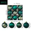 Bolas de Natal Transfronteiriças, Conjunto de 9 Peças, Bolas Decorativas de Plástico Galvanizado, Acabamento Espelhado e Acabamento Fosco, Enfeites para Árvore de Natal, Conjunto Embalado, Atacado