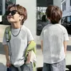Camiseta Tie-Dye Tendência 100% Algodão Manga Curta para Meninos e Meninas, Novo Estilo Verão 2026, Top Versátil de Manga Meia-Manga com Gola Redonda Infantil