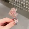 Pinza para el Cabello Rosa de Alta Gama con Cara Sonriente para Mujer, Decorada con Pedrería, Pinza de Pato de Acrílico, Pinza para Flequillo Lateral para el Viaje Diario