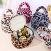 Nueva Bolsa Cosmética de Peluche, Bolsa Cosmética Cilíndrica de Mano, Estampado de Leopardo, Alto Valor Estético, Almacenamiento Portátil para Viajes, Se Puede Bordar