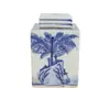 Jarra de Cerámica Jingdezhen para Té Azul y Blanco Nueva Chinoiserie Retro Cerámica para el Hogar Sellada para Té Cuadrada a Prueba de Humedad