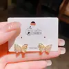 Pendientes Sencillos de Zirconia con Diseño Exquisito de Aguja de Plata Mariposa para Mujer, Pendientes Versátiles Dulces Estilo Coreano de Gama Alta para el Trabajo y el Uso Diario