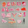Set de decoración para zuecos serie denim rosa, accesorios DIY para zuecos, hebillas de resina de PVC para zapatos