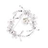 Elegante y elegante corona de flores de circón microincrustado chapada en oro, todo a juego, moda, broche de corsage de perlas artificiales, accesorios para mujer