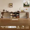 Escritorio Doble de Madera Maciza Mesa de Estudio para Adultos en Casa Mesa Larga para Dormitorio Armario de Almacenamiento Mesa de Ordenador Retráctil Integrada