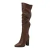 50 botas femininas transfronteiriças botas de cavaleiro empilhadas botas de tamanho grande botas de bico fino outono e inverno europeu e americano comércio exterior 40 salto super alto novo