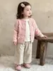 Cárdigan de punto para niña estilo coreano de 3 colores con lazo, chaqueta suéter de cuello redondo para bebé, combinado con pantalones falda y leggings, moderno