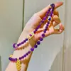Collar Retro de Alta Gama de Amatista Natural con Diseño Largo Cadena para Suéter