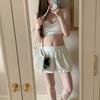 2024 Nuevo Estilo Ins Coreano Nuevo Color Sólido Tela de Toalla Camisola Pantalones Cortos de Cintura Elástica Traje de Baño para Mujeres