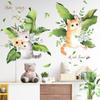 Pegatinas de pared con dibujos de gato y hoja de plátano, papel pintado autoadhesivo nórdico, sencillo y fresco, decoración de pared, pintura para dormitorio persiguiendo mariposas.