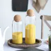 Botella de Vidrio de Borosilicato Alto con Tapón de Corcho, Recipiente Sellado para Té sin Plomo, Frasco para Especias de Cocina Doméstica, Botella para Almacenamiento de Granos