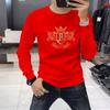 Estação Europeia 2024 Primavera e Outono Novo Bonito Suéter de Manga Comprida Perfuração Quente Carta Masculina Gola Redonda Camisa Slim-fit Top Sweater