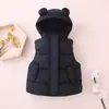 Chaleco con capucha para niños y niñas, ropa exterior de otoño e invierno, algodón plumón, ropa de jardín de infantes, chaleco lindo con orejas para bebé