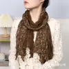 Bufanda plisada de algodón y lino estilo pastoral más vendida, bufanda cálida de cuello arrugada de moda, bufanda de cuello elegante para personas de mediana edad y mayores