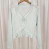 Suéter Cardigan de Punto con Volantes Cortos para Protección Solar Chica Caliente para Mujer Verano con Falda de Tirantes y Blusa de Punto Chal Top