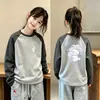 Camiseta base de doble cara con forro de forro polar para niñas, camiseta casual de manga larga para otoño e invierno para niños mayores, top cálido y suave