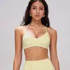Novo conjunto de yoga escovado para mulheres, top com gola halter, à prova de impacto, para corrida, esportes, fitness, top de yoga de secagem rápida 5555