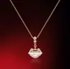 Novo colar de cabaça Kirin feminino vermelho ônix branco fritillaria banhado a ouro rosa 18k pingente de diamante corrente de clavícula segura