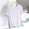 Camiseta Masculina de Seda de Gelo de Manga Curta para Adolescentes Tendência de Verão Respirável Secagem Rápida Gola Redonda Manga Curta Malha Fina