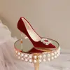 Zapatos de boda Xiuhe, nuevos zapatos de novia estilo chino, doble uso para boda y recepción, cómodos para los pies, zapatos de tacón alto de cuero suave rojo