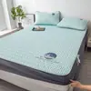 Nuevo Juego de Tres Piezas de Mat de Látex de Seda Helada de Verano, Gorro de Cama Lavable, Esterilla de Cama de Verano, Colcha Estampada para el Hogar