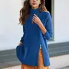 2026 Nuevo Estilo Otoño e Invierno de Gama Alta Cuello Semi-Alto Holgado Prendas de Abrigo Suéter de Punto para Mujer, Suéter Top de Longitud Media para Mujer