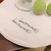Brincos Pendentes de Pérola com Franja Super Brilhantes para Mulheres, Design de Nicho, Luxo Leve, Brincos Versáteis, Brincos Simples e Modernos