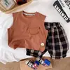 Liquidação de tamanhos quebrados Conjunto de Verão com Manga Curta para Bebê Roupas de Verão Estilosas e Modernas para Crianças Conjunto Versátil de Duas Peças Unissex