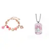 Conjunto de Pulseira e Colar Tema Sanrio Melody Pulseira de Miçangas DIY Colar com Pingente Joias Divertidas Infantis Atacado