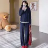 Conjunto de Top Grueso con Capucha de Retazos Falso de Dos Piezas + Pantalones Rectos con Cordón para Maternidad Otoño/Invierno 2026