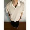 Camisa Polo Manga Curta Cleanfit Estilo Americano Falsa Duas Peças para Homens, Camiseta de Algodão e Linho para o Verão, Top Solto Tamanho Grande