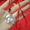 2026 Ano do Cavalo, Pingente Fique Rico Imediatamente, Folha de Ouro Imitação Cavalo do Zodíaco Desenho Animado Cordão Vermelho, Presente de Fortuna de Ano Novo
