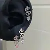 Orelha Osso Parafuso Cobra Enrolada Laço Doce Brincos Populares para Mulheres Versátil Pequeno Fresco Aço Titânio