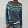 Nuevo suéter de punto para mujer estilo europeo y americano de Amazon, artículo popular de Wish, suéter de punto holgado de moda con bloques de color y cuello redondo