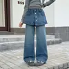 Jeans de Pierna Ancha de Cintura Media de Dos Piezas Falsas para Niñas 2026 Adelgazantes Sueltos Pierna Recta Pantalones de Pierna Recta para Niñas Pantalones de Niño Venta al por Mayor