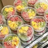Tigela Transparente Redonda com Tampa para Embalagem de Gelo em Pó Bolinhos de Arroz com Gelo Tofu de Feijão Embalagem Descartável Caixa Espessa de Grau