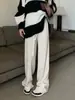 Calças Femininas de Cashmere de Perna Larga para Outono e Inverno, Petite, Fluido, Forradas com Fleece, de Corte Reto, Casuais, Versáteis, de Cintura Alta, Comprimento Total