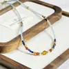 Diseño original cadena de suéter alargada collar de cuentas de ágata espinela negra cristal perlas de agua dulce lapislázuli