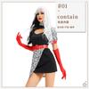 Fantasia Adulto Halloween Filme 101 Cão Lealista Fantasia Bruxa Kuila Preto e Branco Vestido Cosplay