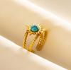 Anillo de acero inoxidable 304 anillo de acero de titanio para hombre y mujer europeo y americano vintage anillo de gema artificial abierto ajuste cacao grande