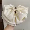 Accesorio para el Cabello de Lujo con Lazo Negro Grande de Satén Pinza de Tiburón Pasador para la Parte Trasera de la Cabeza Pinza para el Cabello de Mujer