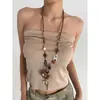 Collar Largo de Alta Gama Hecho a Mano Estilo Coreano Ins Temática Oceánica Estrella de Mar, Cadena para Suéter Retro Ajustable de Nicho