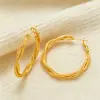 Aretes de aro trenzados estilo minimalista en imitación de oro para mujer, aretes vietnamitas chapados en oro elegantes y de alta gama, joyería de alta calidad, duradera, que no se decolora, venta directa