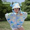 Ropa de protección solar para niños, de verano, fina seda de hielo, antiultravioleta, para niños y niñas, con sombrero grande de ala ancha, ropa de protección solar