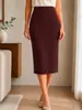 Popular Falda Lápiz Elástica de Comercio Exterior para Mujer, Corte Ajustado, Longitud Media, Fluida, Falda Casual Negra, Falda Profesional de Oficina