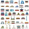 50 Pegatinas Originales de Arquitectura de Beijing Estilo Guofeng Gran Muralla Ciudad Prohibida Pegatinas de Graffiti Arquitectónico Pegatinas de Guía de Viaje de Ciudades